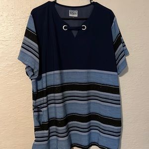 Blue striped scrub top